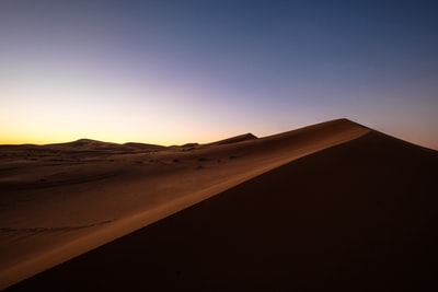 蓝天下的褐色沙漠